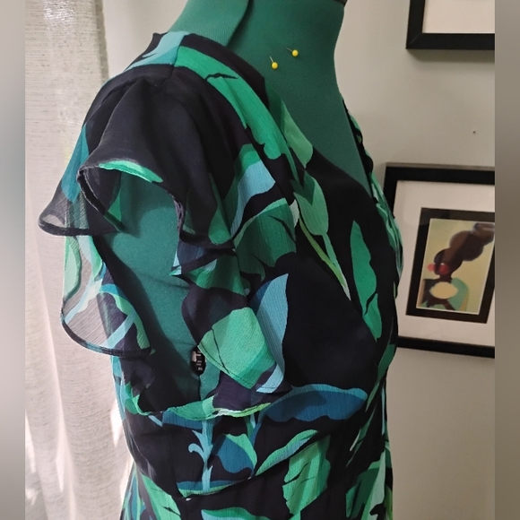 Tommy Hilfiger Tropical Leaf Print High-Low Dress, Sz 16 - Picture 8 of 14